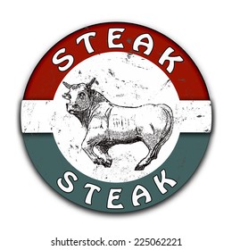 steak grunge stamp with on vector illustration