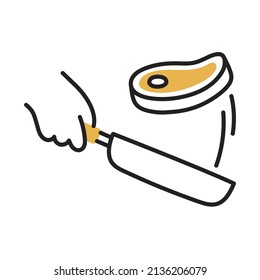 Steak. Icono de cocina de Doodle dibujado a mano.