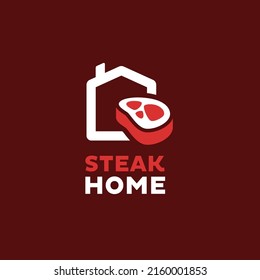 Steak mit Home-Logo-Design Vektorsymbol Symbol Illustration kreative Idee