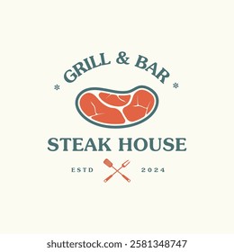Steak House Antique Design. Labels for Meat Grills and Restaurants.
