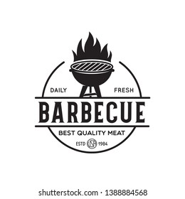 Steak House, barbecue, bbq party, restaurant logo template. Collection elements for grill menu design. Vintage vector illustration.