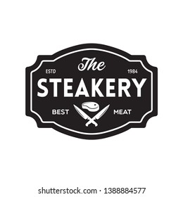 Steak House, barbecue, bbq party, restaurant logo template. Collection elements for grill menu design. Vintage vector illustration.