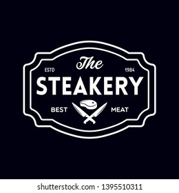 Steak House, barbecue, bbq party, restaurant logo template. Collection elements for grill menu design. Vintage vector illustration.