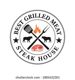 Steak House Barbecue Logo Template Illustration Stock Vector (Royalty ...