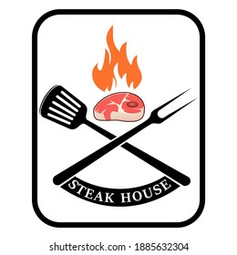 steak house barbecue logo template illustration