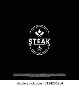 steak house, beef steak logo design vintage for restaurant business