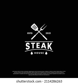 steak house, beef steak logo design vintage for restaurant business