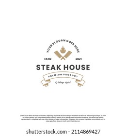 Steakhaus, Logo-Design-Vintage für Restaurantbetrieb