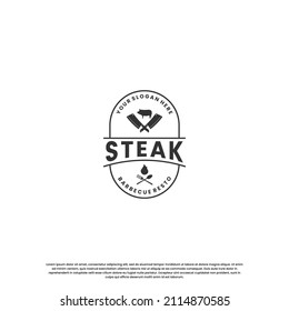 steak house, beef steak logo design vintage for restaurant business