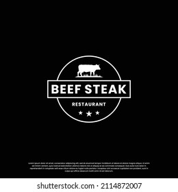 steak house, beef steak logo design vintage for restaurant business