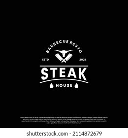 steak house, beef steak logo design vintage for restaurant business