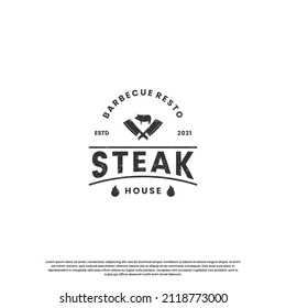 steak house, bistec de buey diseño de logotipo vintage para el negocio de los restaurantes