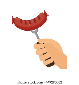Steak house concept represented by sausage icon. isolated and flat illustration 