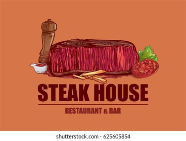 steak house drawing design