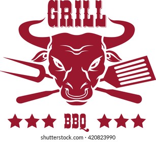 Steak house emblems templates. Grill. Barbecue and grill labels, badges, logos and emblems. Steak house restaurant menu design elements