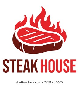 steak house flat minimalist logo design