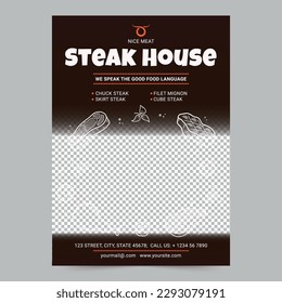 Steak House Flyer Template. A clean, modern, and high-quality design of Flyer vector design. Editable and customize template flyer