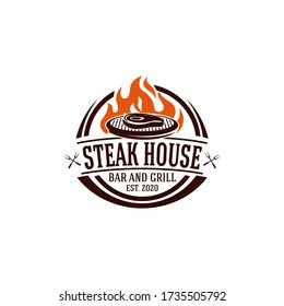 Steak House Grill Barbecue BBQ Logo TEmplate Vector