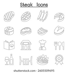 Steak house icon in thin line style