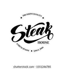 Steak house lettering  logo. Vector Illustration.