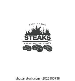 steak house logo black and white vector