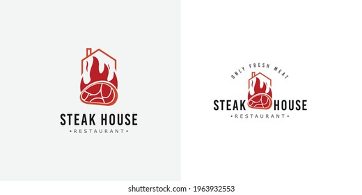 Concepto de diseño del logo de Steak House