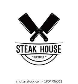 Steak house logo design simple  vector 