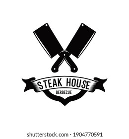 Steak house logo design simple  vector 