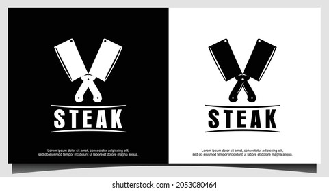 Steak house logo design simple vector