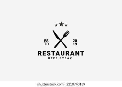 Steak House Logo Design Template, Vintage Style