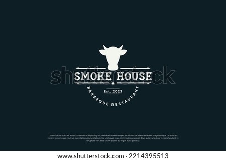 Steak house logo design. Vintage label steak house logo vector. Stock foto © 