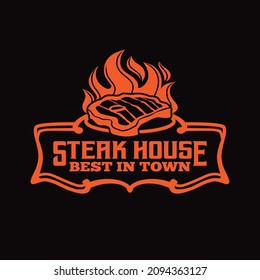 Steak house logo with grilled steak