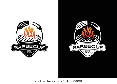 steak house logo, hot grill restaurant, barbeque restaurant, bbq, grill house logo template