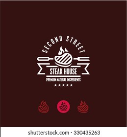 steak house logo, steak icon, bbq, grill menu