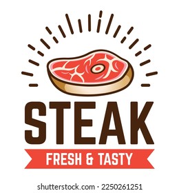 Logo del Steak House, icono diseñado para filete, parrilladas, casas de barbacoa y restaurantes. Ilustración del vector aislada en fondo blanco