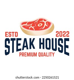 Steak house logo, icon designed for steak, grill, bbq houses and restaurants. Vector illustration isolated on white background