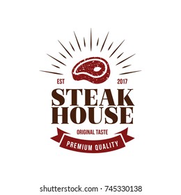 Steak House Logo. Meat Symbol Flat Isolated Graphic 
