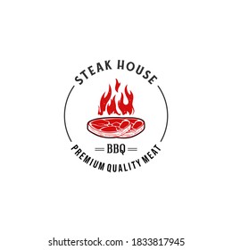 steak house logo with roast beef on white background