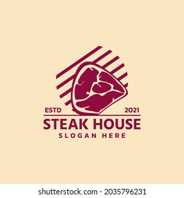 steak house logo template, grilled meat, meat restaurant. vector illustration