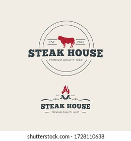 Steak house logo template premium