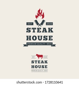 Steak house logo template premium