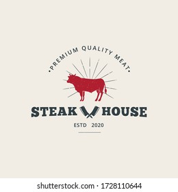 Steak house logo template premium