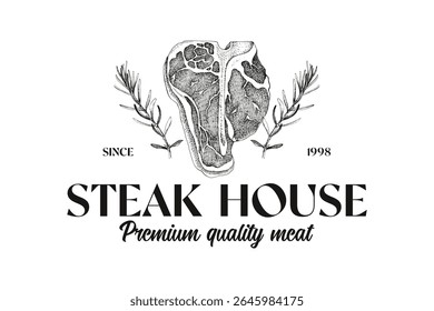 Steak house logo template vector