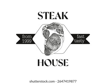 Steak house logo template vector