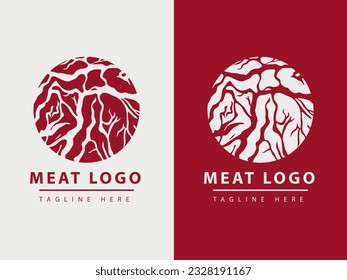 Steak house or meat shop logo design. Fresh meat texture. Logo template - shop, market, restaurant or graphic design. Vector Illustration.