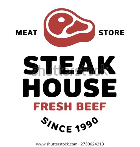 Steak house meat store logo with fresh beef and since 1990 text icon