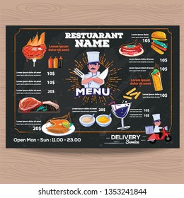 steak house restaurant menu price template  .graphic vector of steak menu chicken, beef, pork bacon or tenderloin and drink - vector illustration
