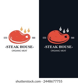 Steak house Shop Logo Design. Custom Meat Logo for Branding and Marketing. Unique Butcher Logo vector illustration