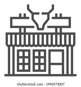 Steak house square line vector icon