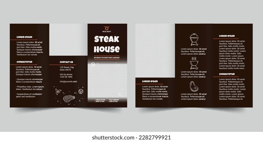 Steak House trifold brochure template. A clean, modern, and high-quality design tri fold brochure vector design. Editable and customize template brochure